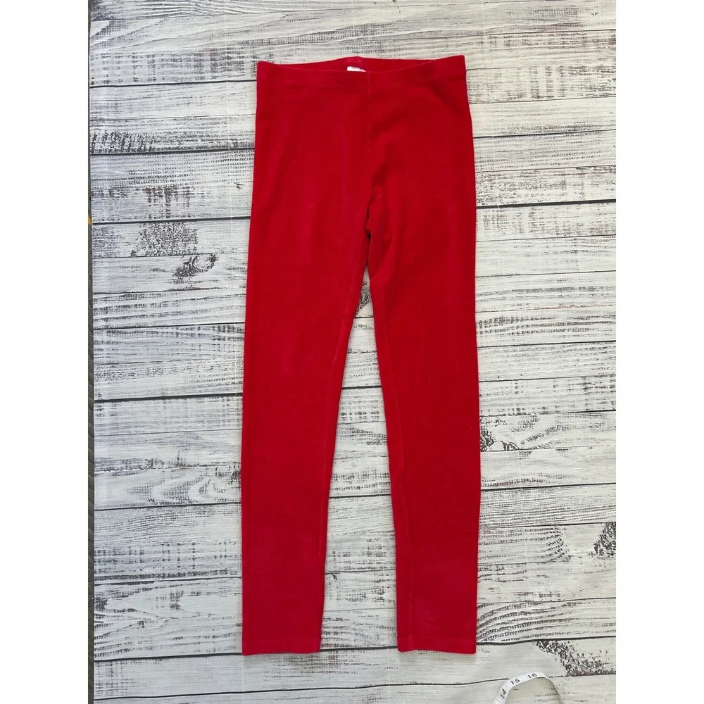 Hanna‎ Andersson Red Velour Corduroy Ribbed Leggings Kids 150cm USA 12 OEKO-TEX